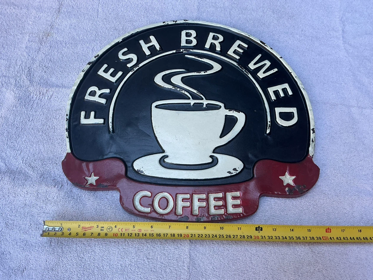 Fresh Brewed Metal Coffee Wall Sign !