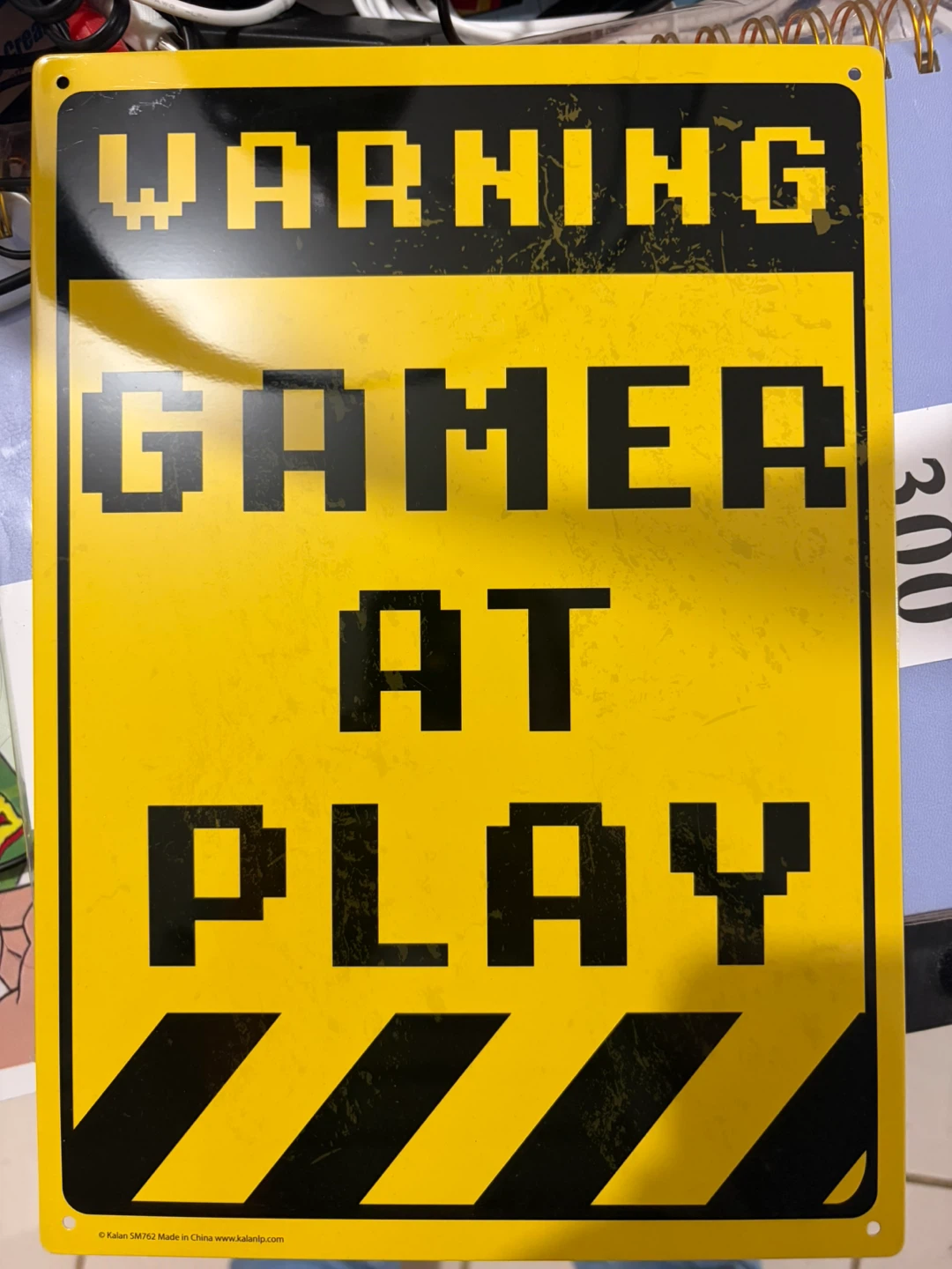 Gamer at Play Warning Metal Sign