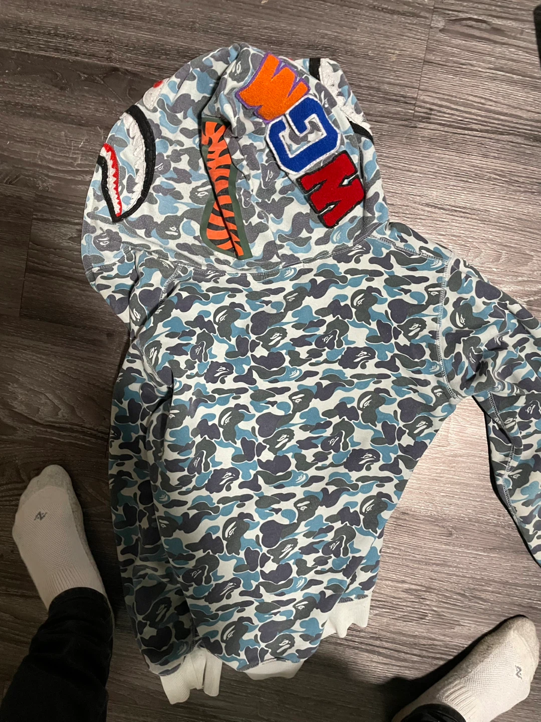 A Bathing Ape Blue Camo Shark Hoodie - photo 2