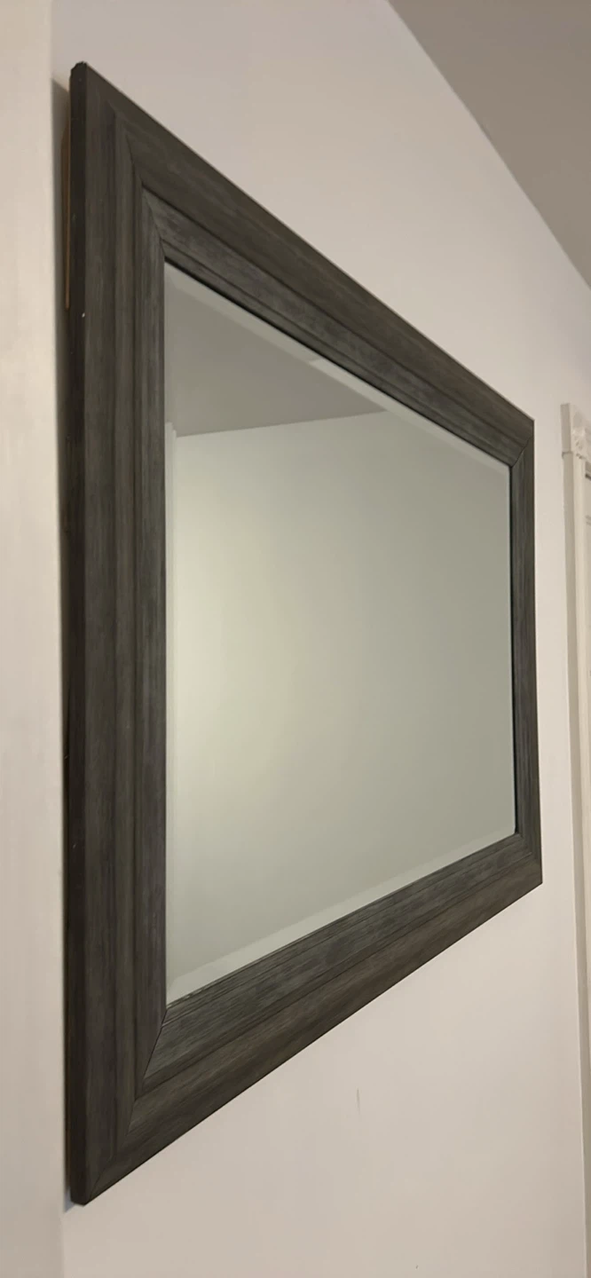 Large Wall Mirror with Grey Wood Grain Frame - photo 2