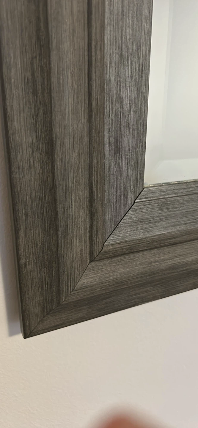 Large Wall Mirror with Grey Wood Grain Frame - photo 3