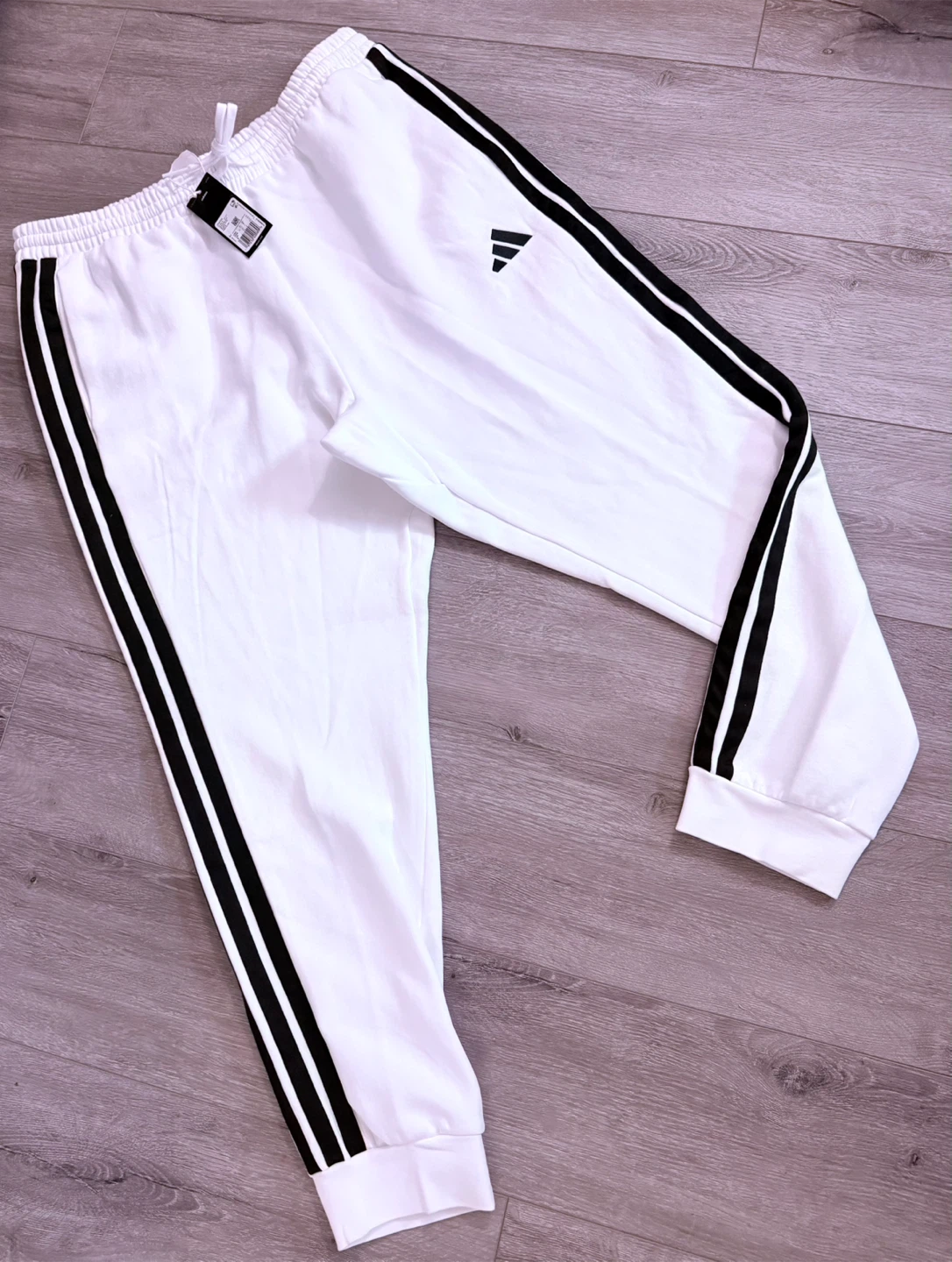 New Adidas 3-Stripes Fleece Pants White/Black - photo 2