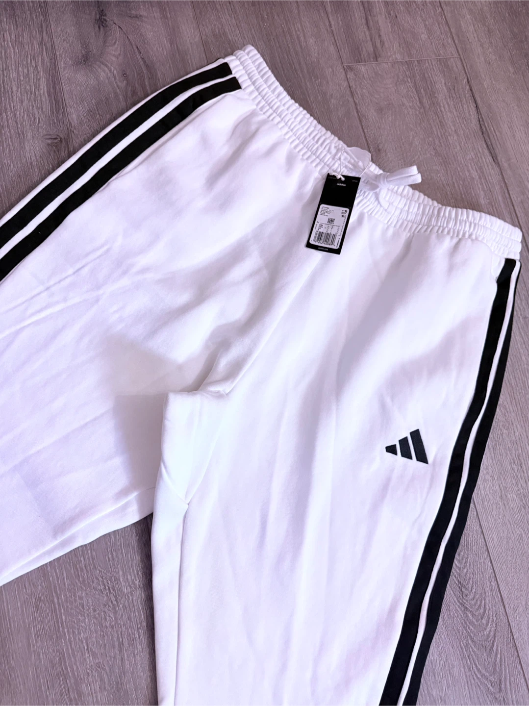 New Adidas 3-Stripes Fleece Pants White/Black - photo 3
