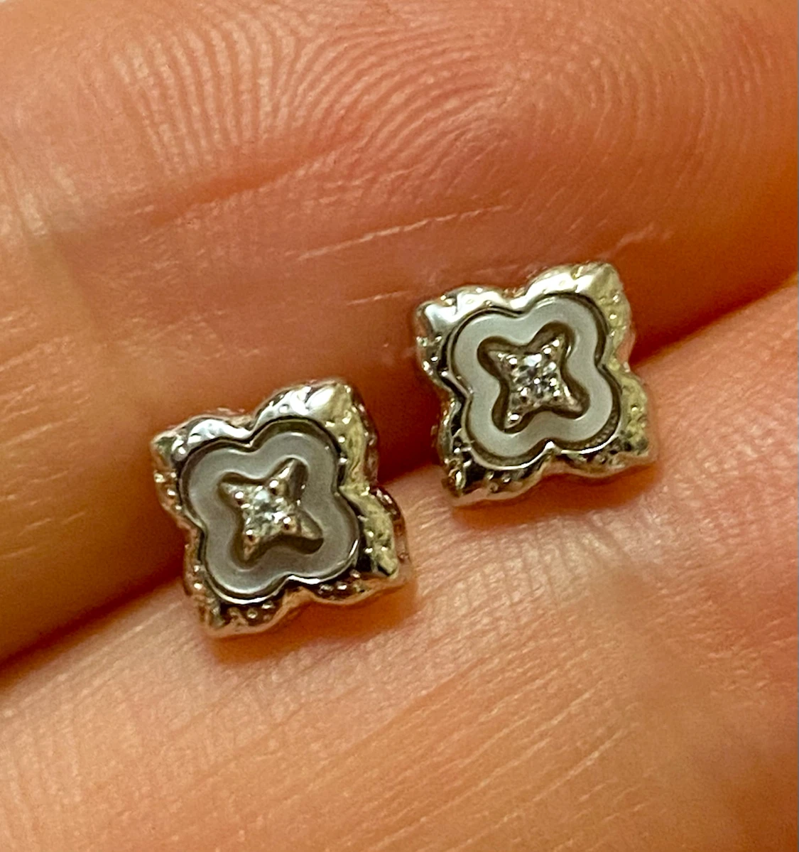 Moissanite Clover Stud 925 Silver Earrings - photo 2