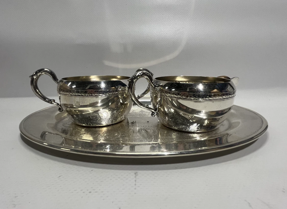 WM. A Rogers Antique Cream and Sugar Set