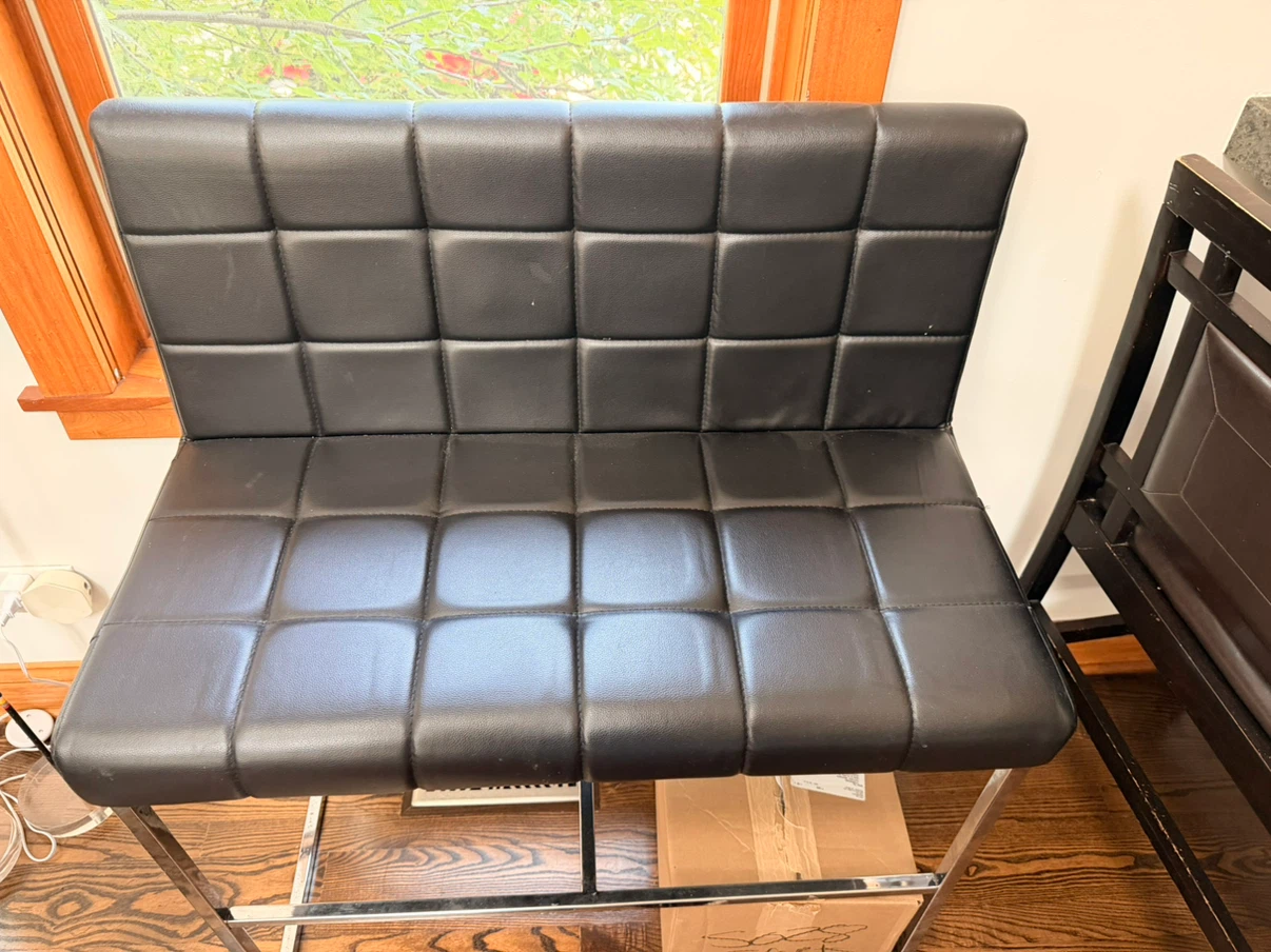 Black Leather Bar Stools (2 available)