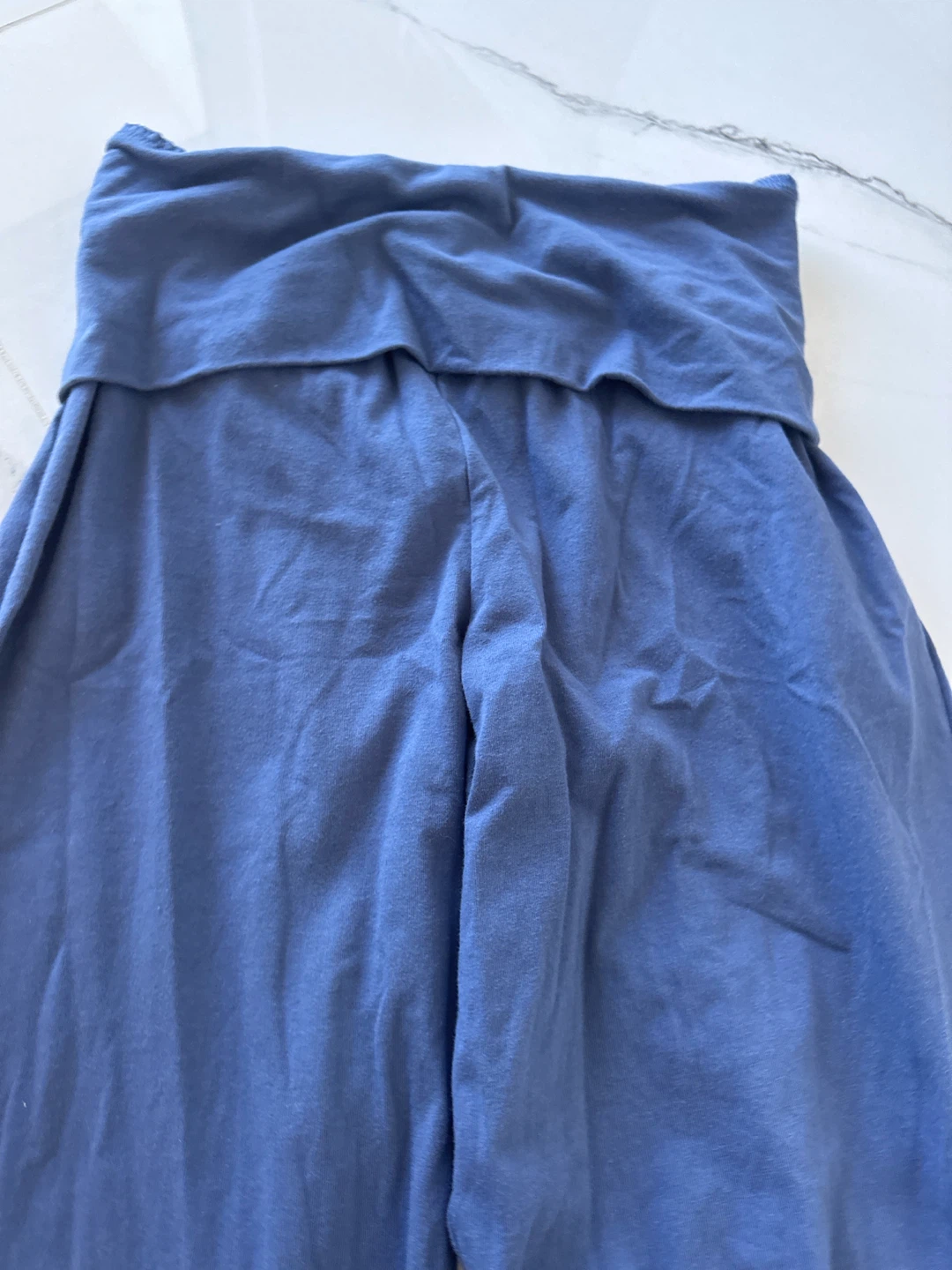 Blue Wide-Leg Fold-Over Waist Pants - photo 2