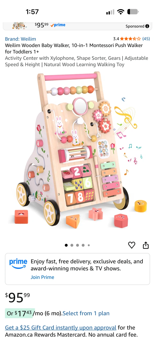 Weilim Wooden Baby Walker 10-in-1 Activity Centre - photo 2