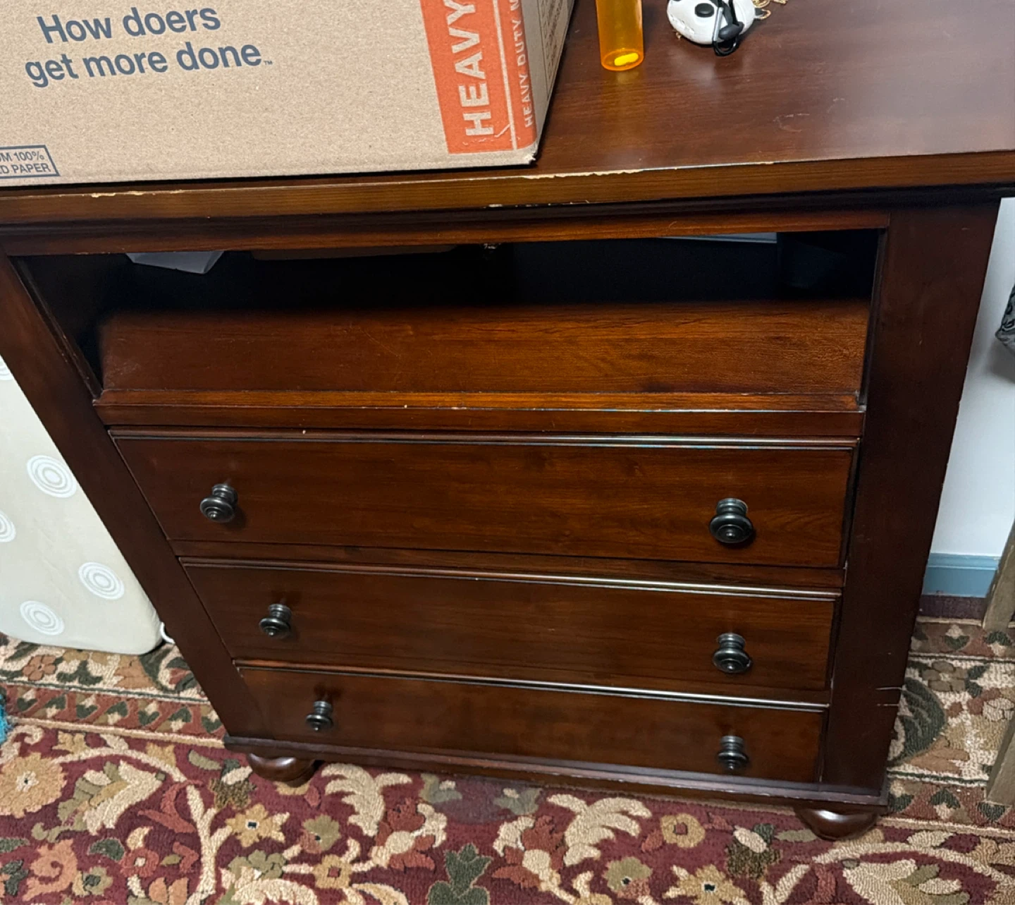 Dark Wood Media Console with Drawers