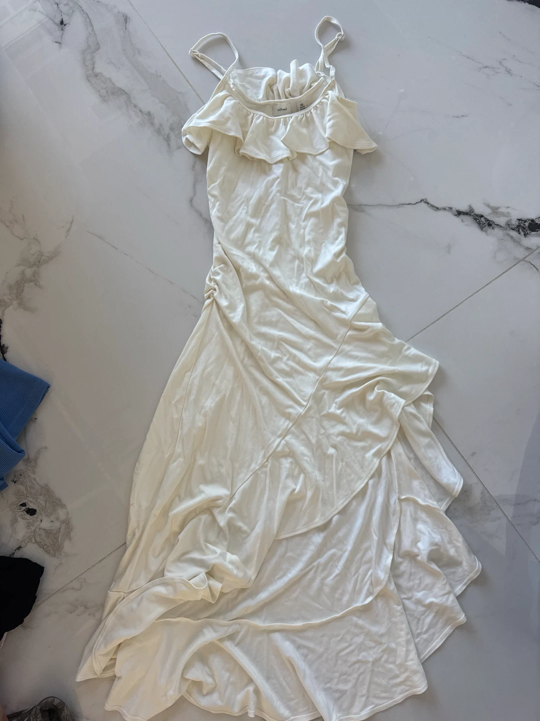 Wilfred White Ruffle Midi Dress