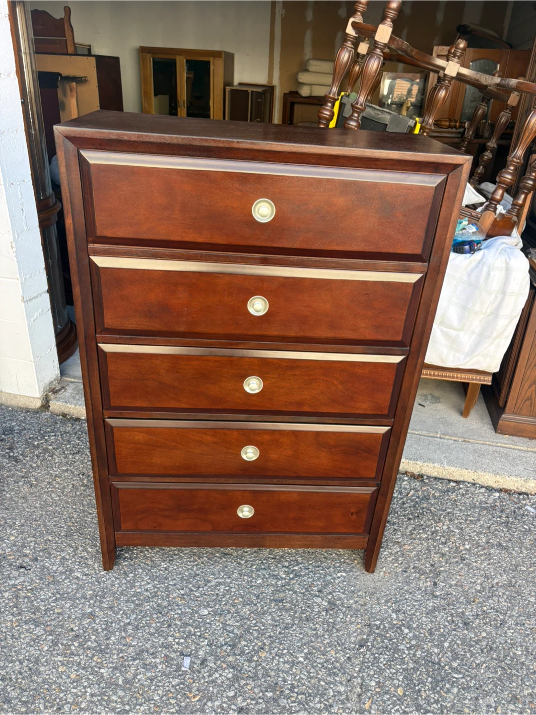 Free delivery used Five-drawer wooden chest of drawers - photo 4