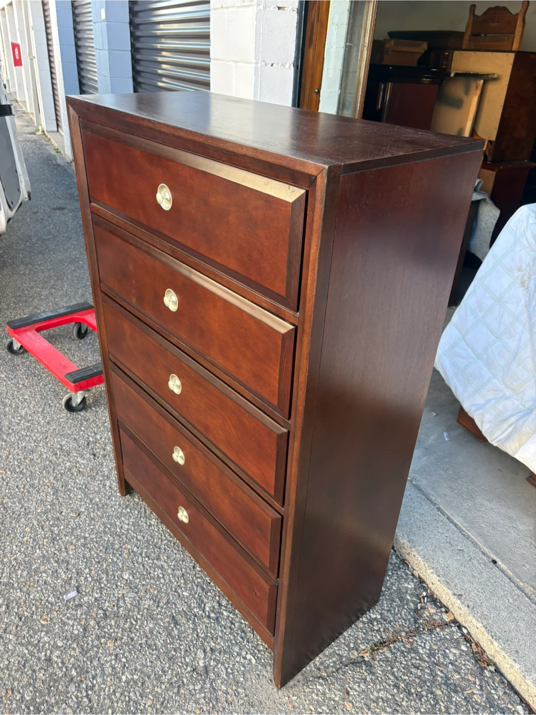 Free delivery used Five-drawer wooden chest of drawers - photo 5