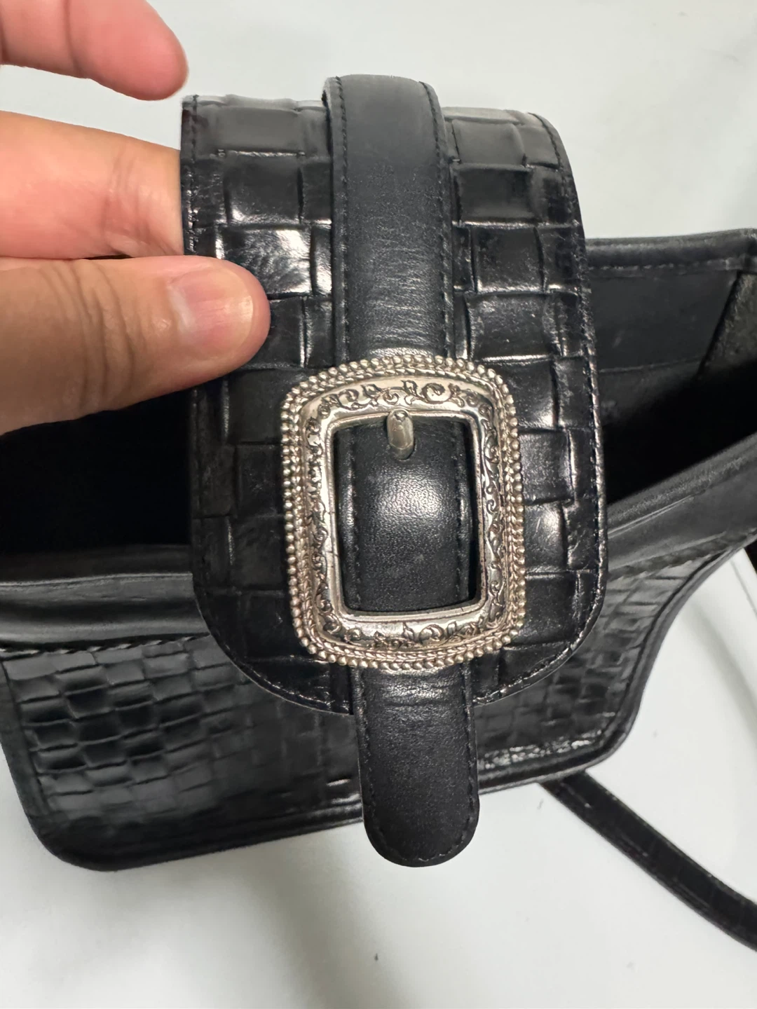 Brighton black leather woven crossbody bag - photo 5