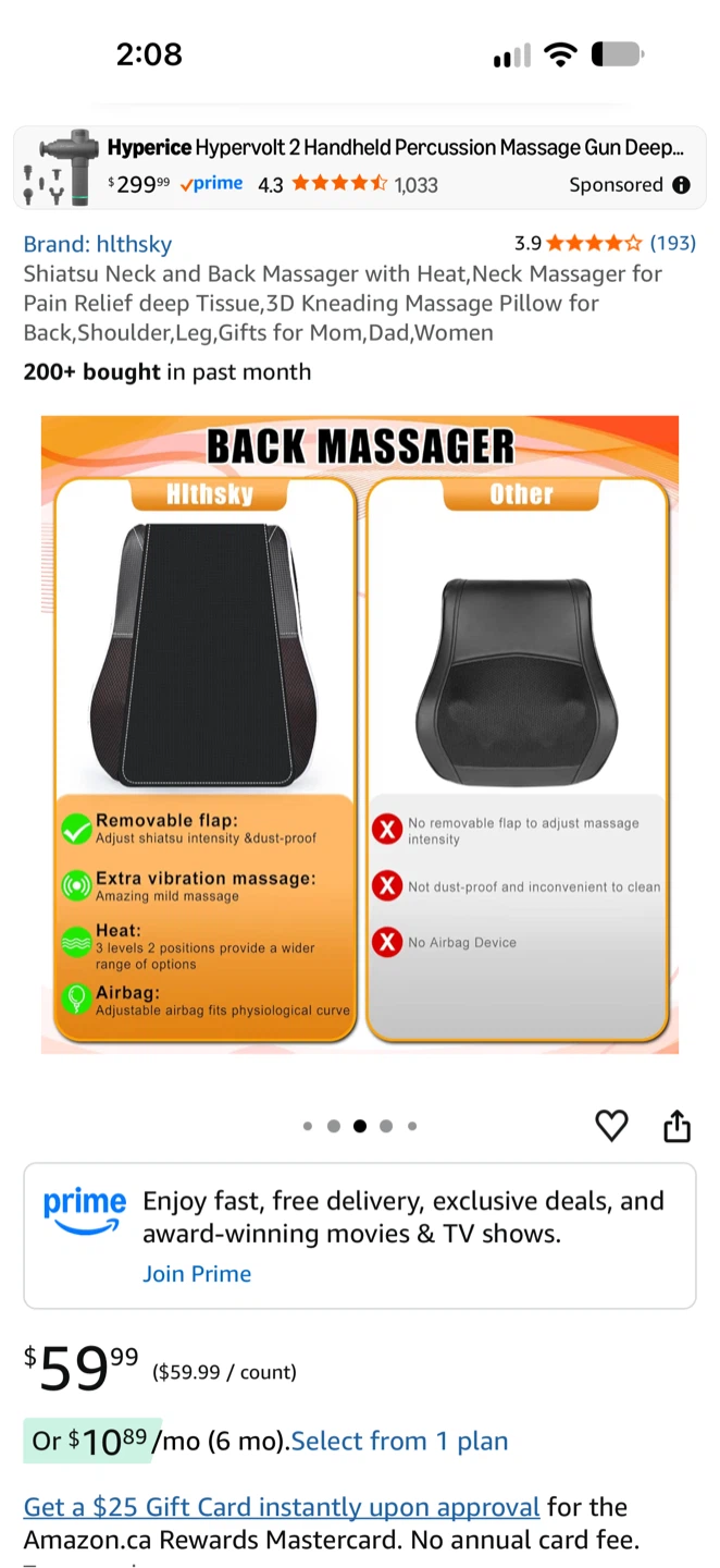Hlthsky Shiatsu Neck and Back Massage Cushion - photo 2