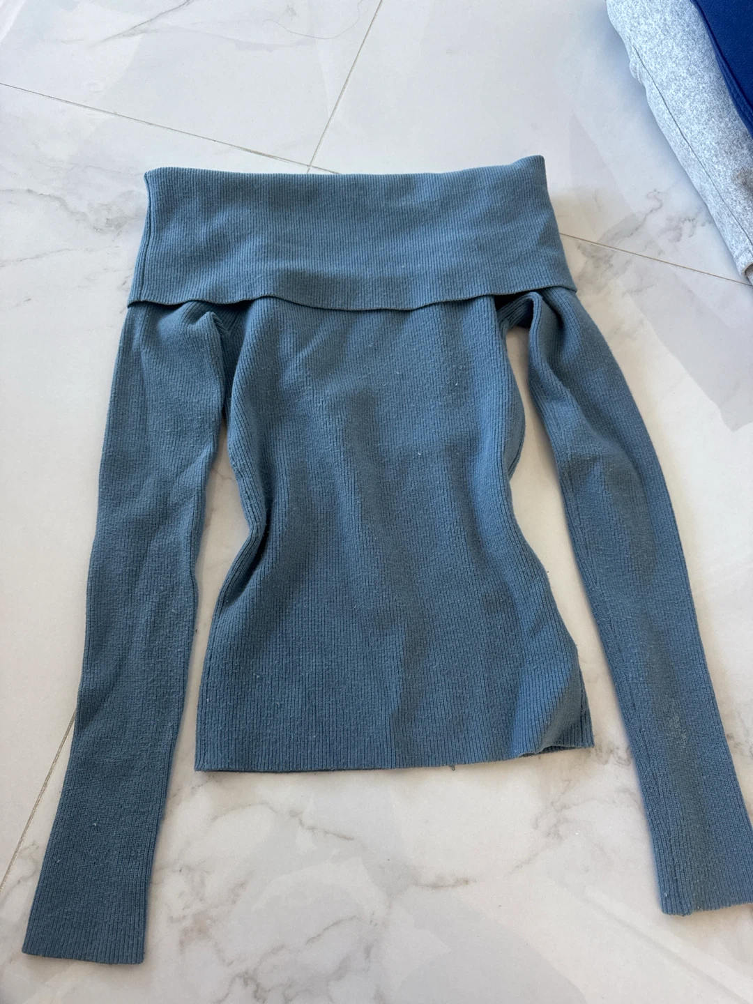 Wilfred Blue Off-Shoulder Knit Top