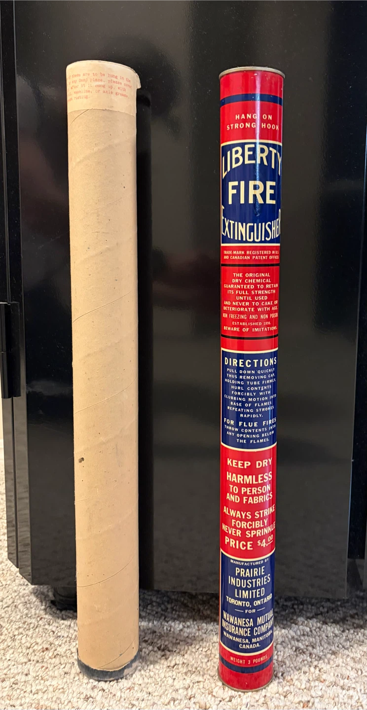 Vintage Liberty Fire Extinguisher with Cardboard Tube