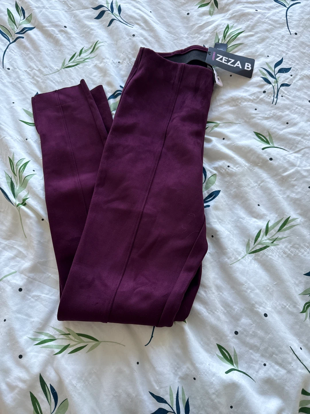 ZEZA B Side Slit Suede Leggings - Currant - S/P