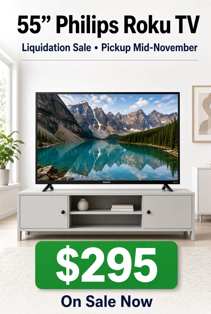 55" Philips Roku TV – Like New – Liquidation Sale!