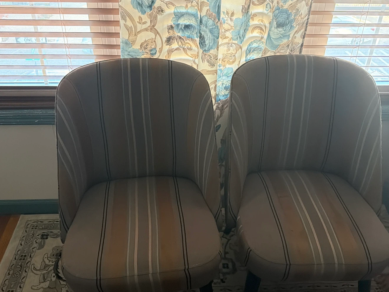 Set of Two Striped Accent Chairs