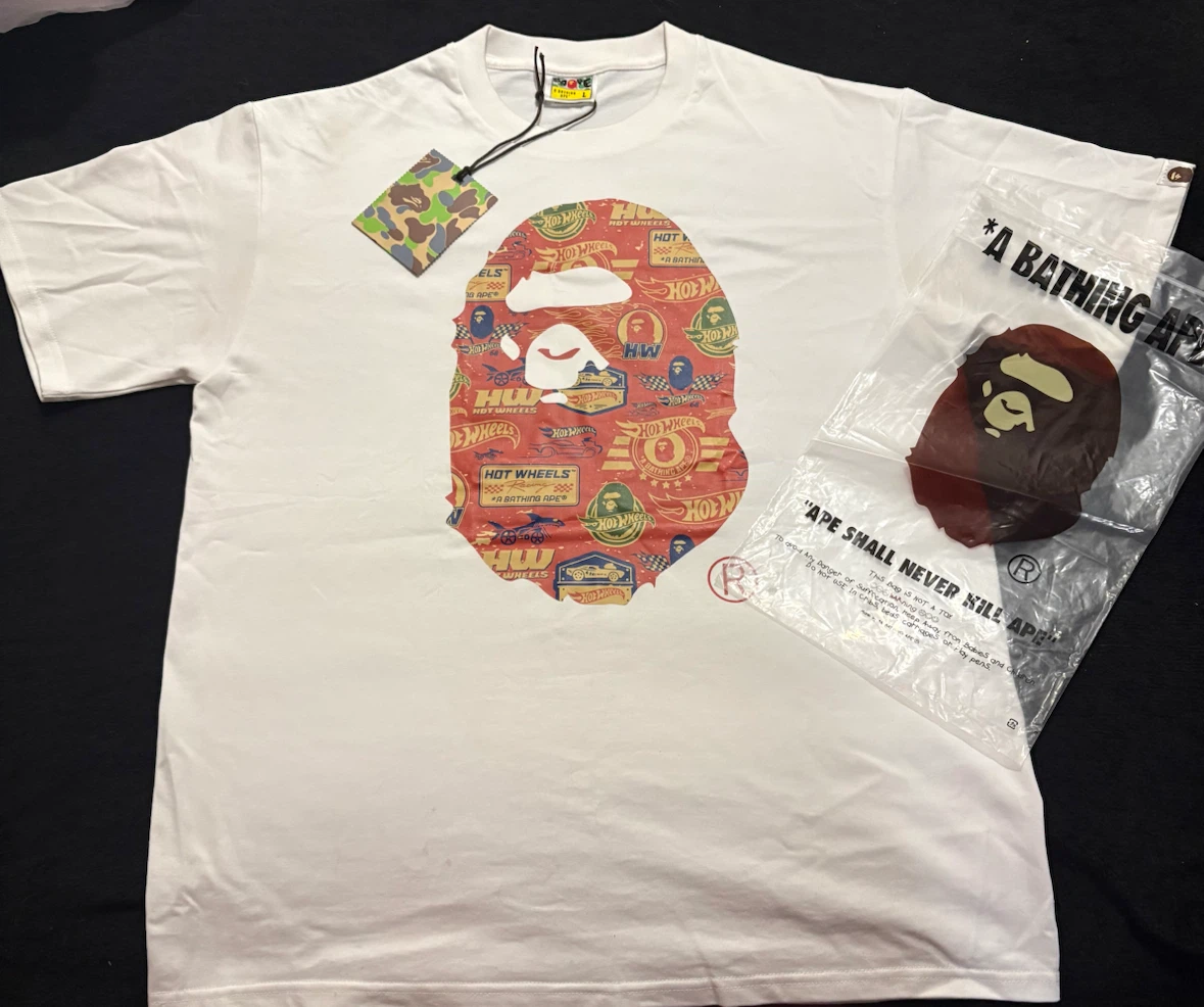 A Bathing Ape x Hot Wheels T-Shirt White Large