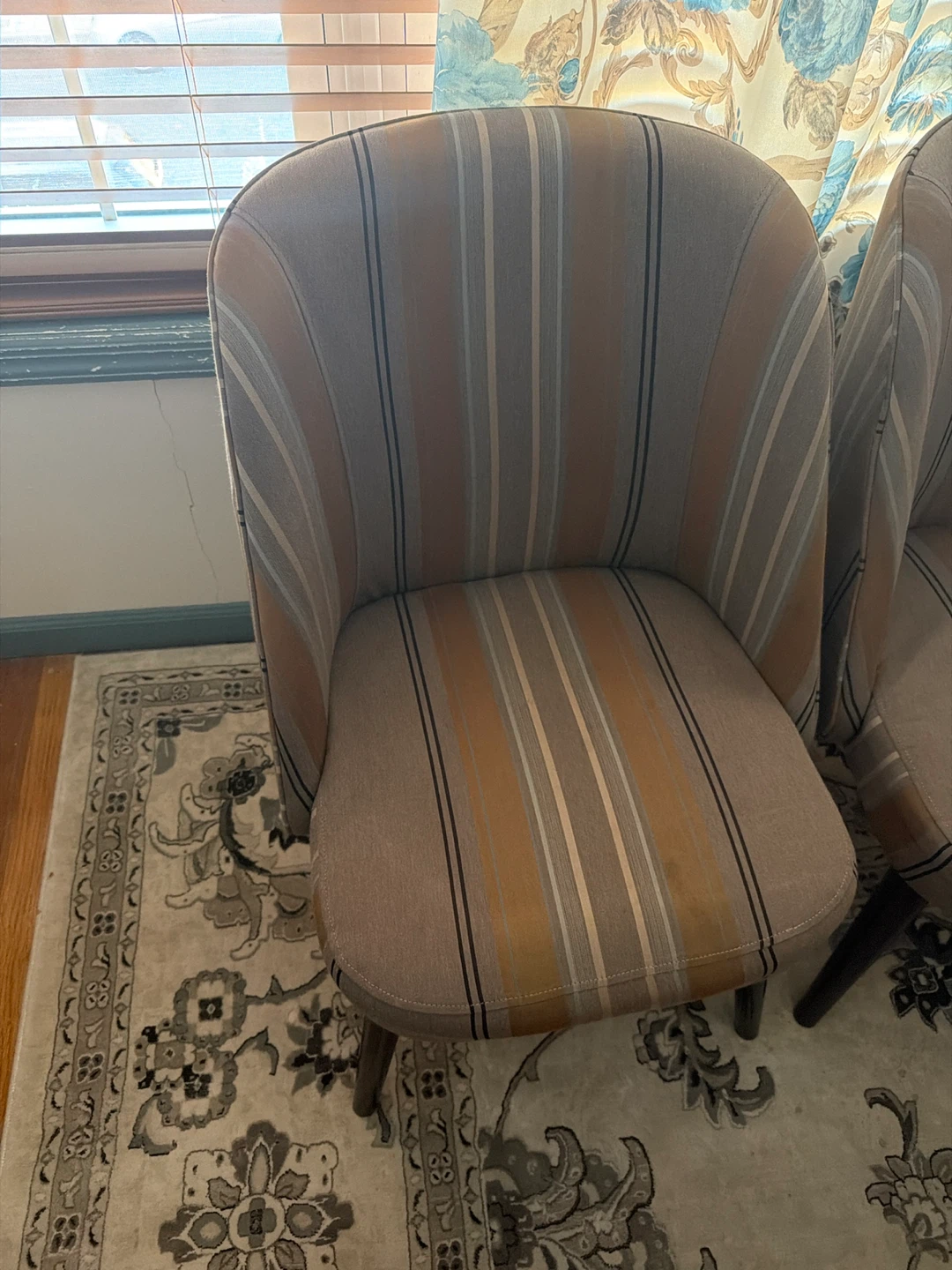 Set of Two Striped Accent Chairs - photo 2