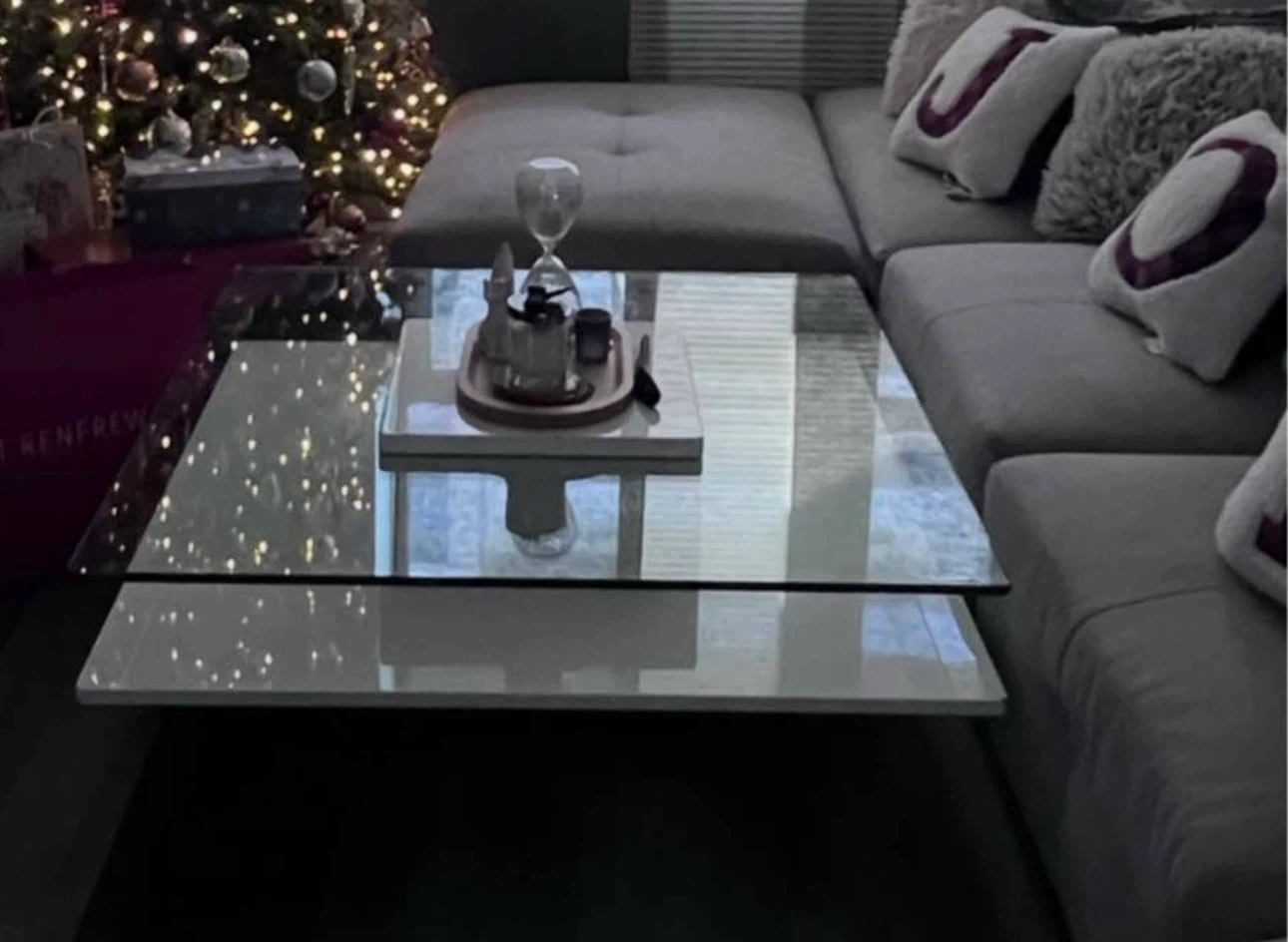 Modern Two-Tier Glass and White Coffee Table