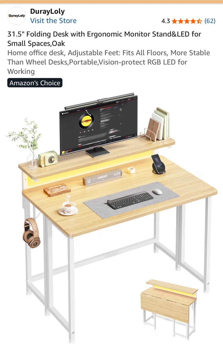31.5 inches folding table for small places - photo 3