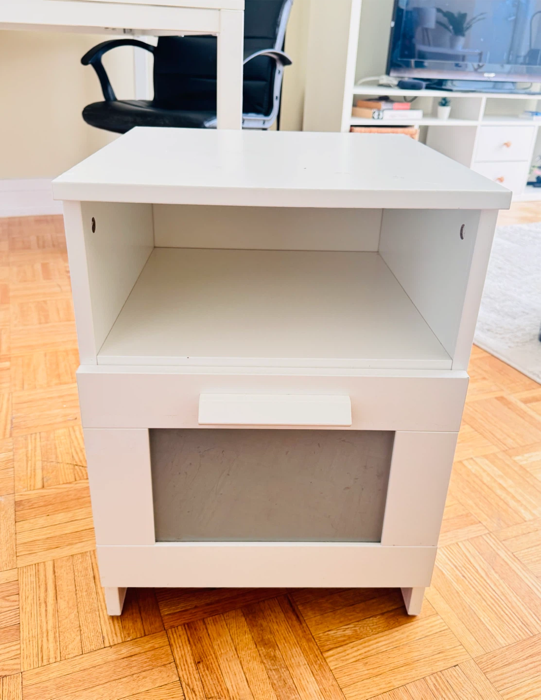 White IKEA Nightstand with Drawer