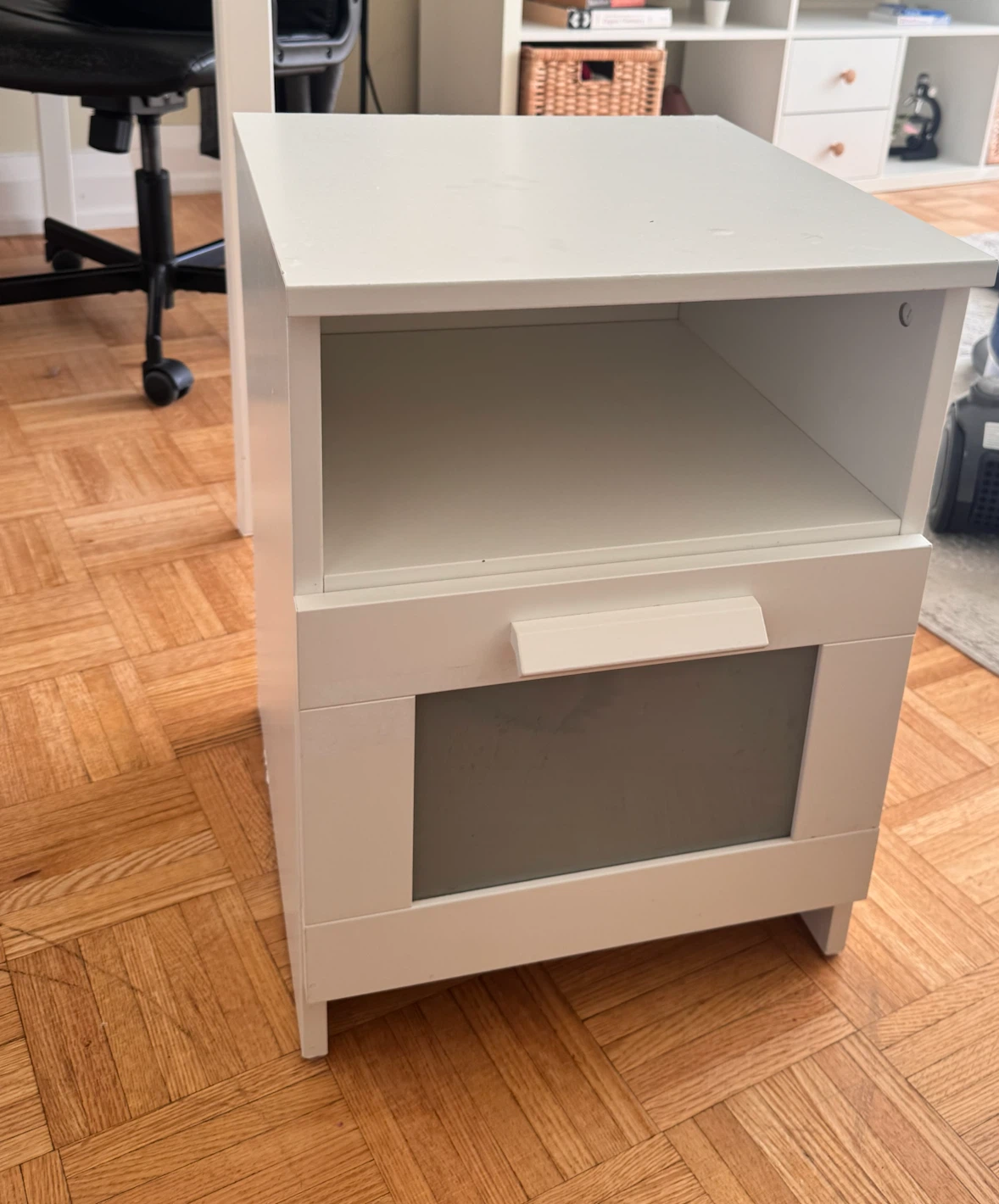 White IKEA Nightstand with Drawer - photo 2
