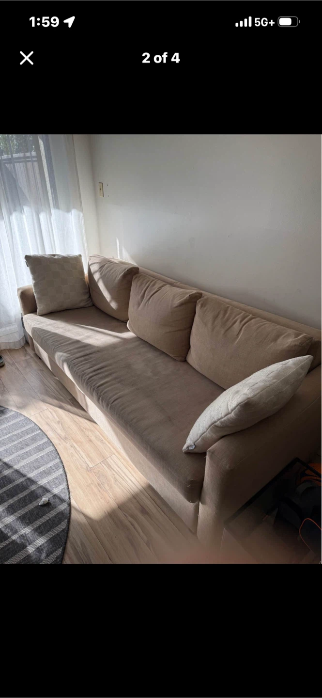 Beige Fabric Sofa Bed