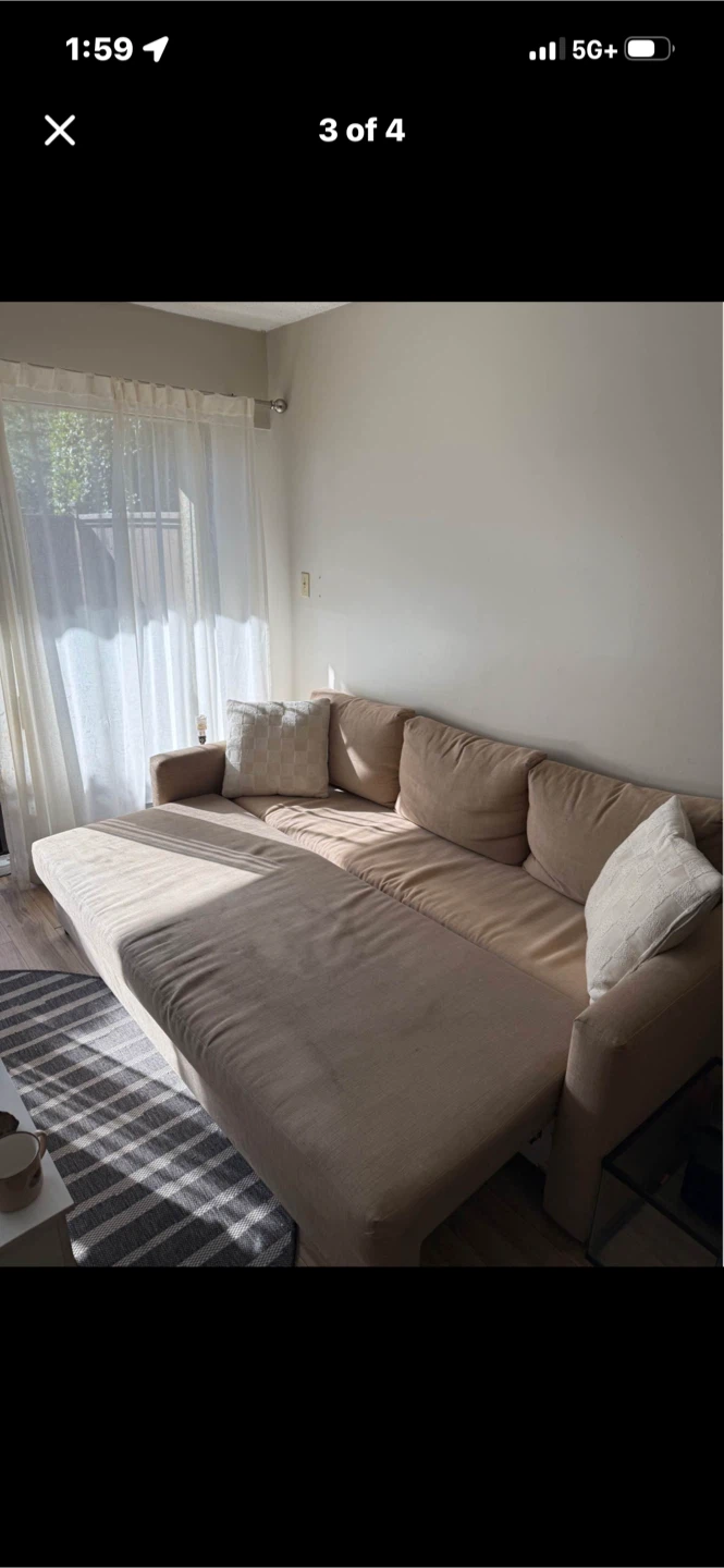 Beige Fabric Sofa Bed - photo 2