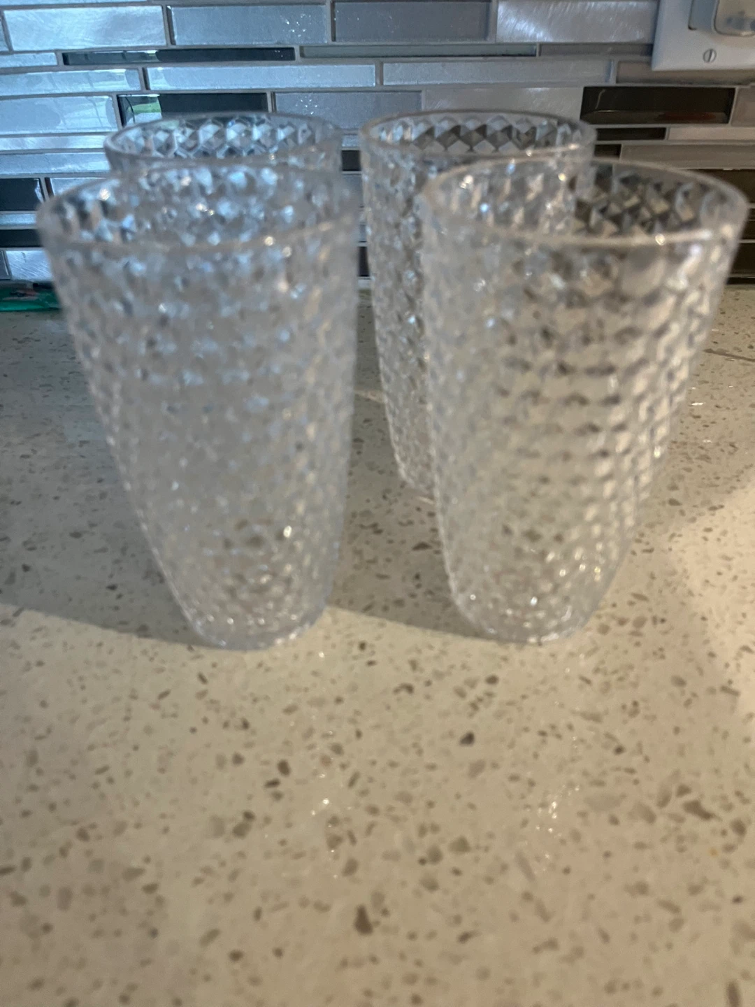 Set of 4 Clear Textured Acrylic Tumblers