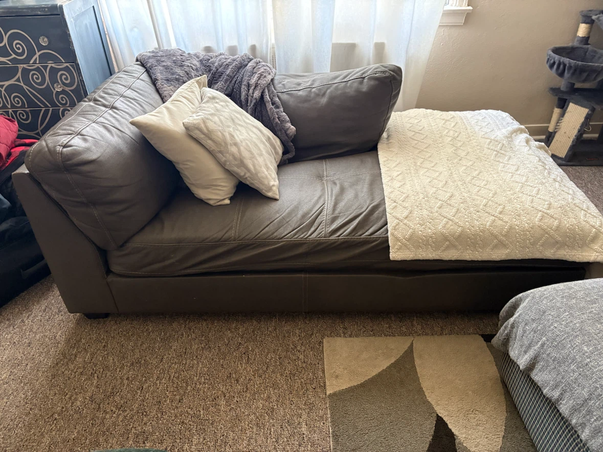 Grey Faux Leather Sectional