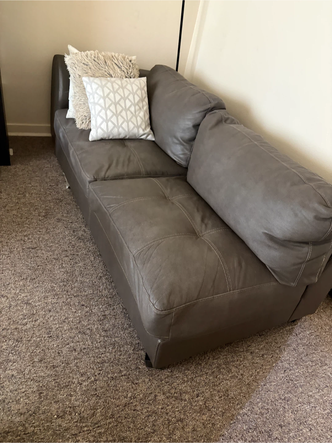 Grey Faux Leather Sectional - photo 2
