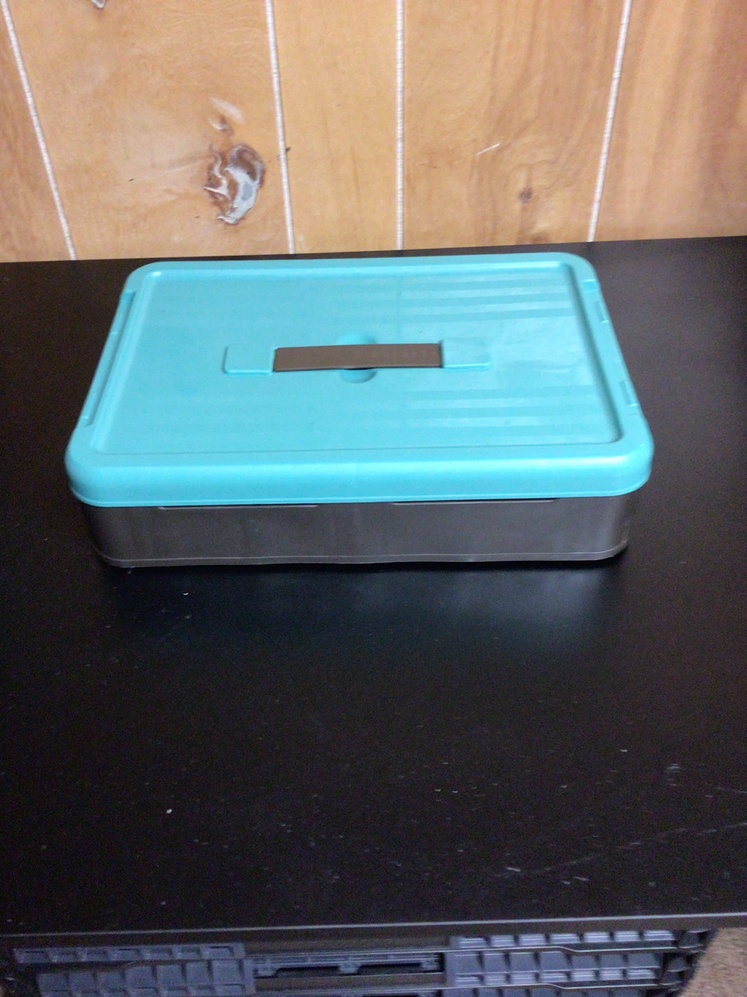 Turquoise and Gray Storage Bin