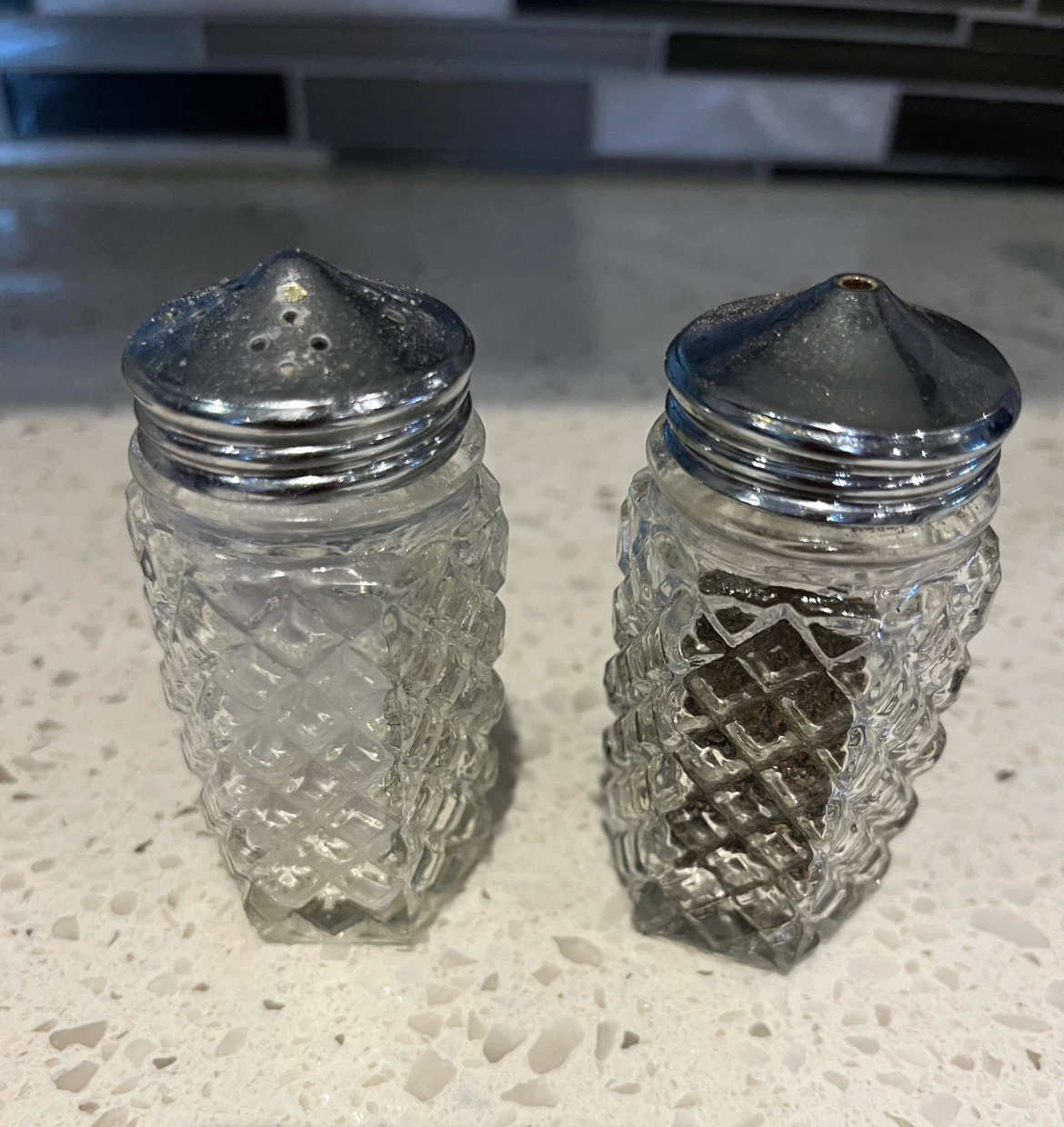 Vintage Crystal Salt and Pepper Shakers