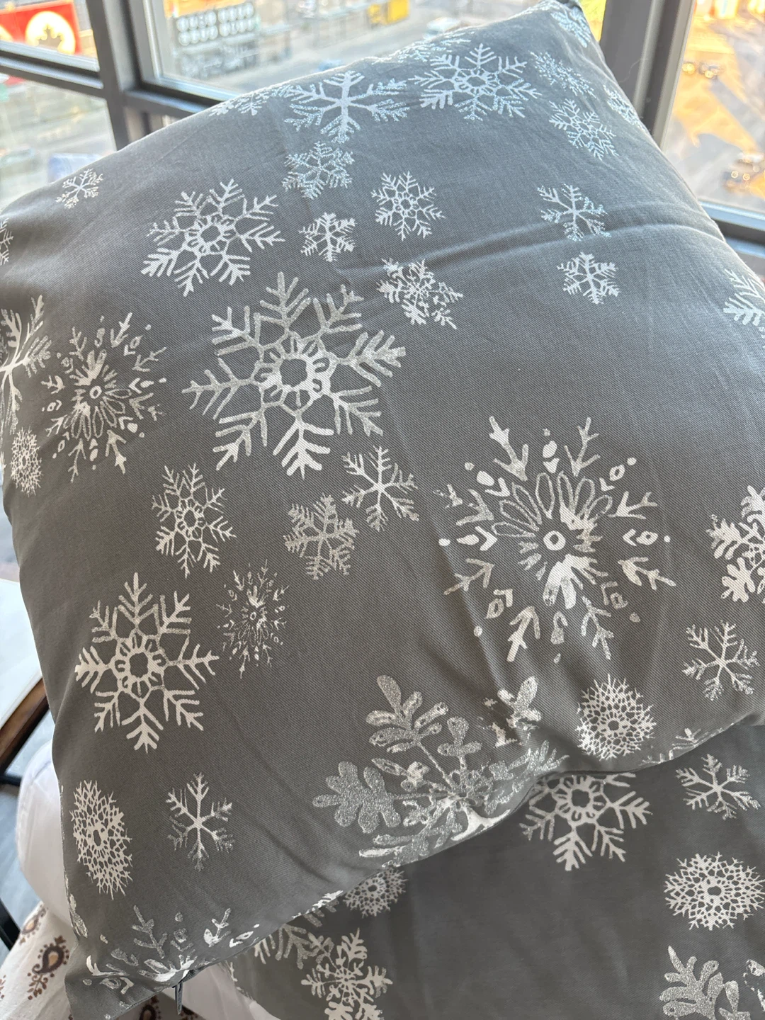 Grey Snowflake Decorative Cushions set of two Cover