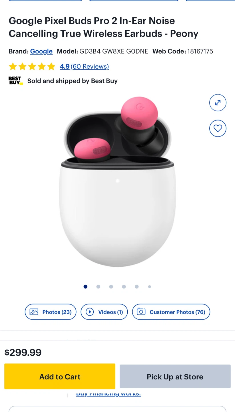 Google Pixel Buds Pro 2 Earbuds - Peony - photo 2