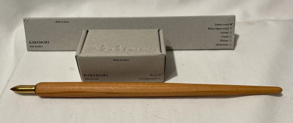 Kakimori Dip Pen, Brass Nib, Cherry Wood Nib Holder - photo 2