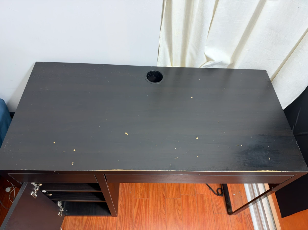 IKEA MICKE Desk – Black-Brown, with Drawers & Cabinet