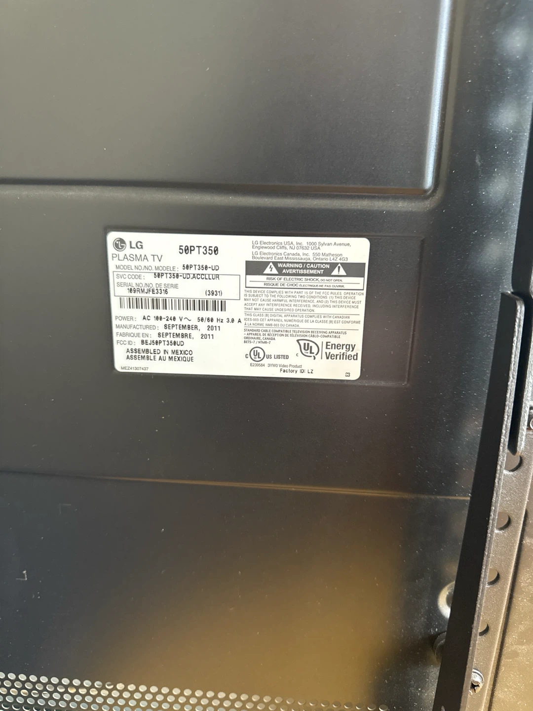 LG 50-inch 50PT350 Plasma TV - photo 4