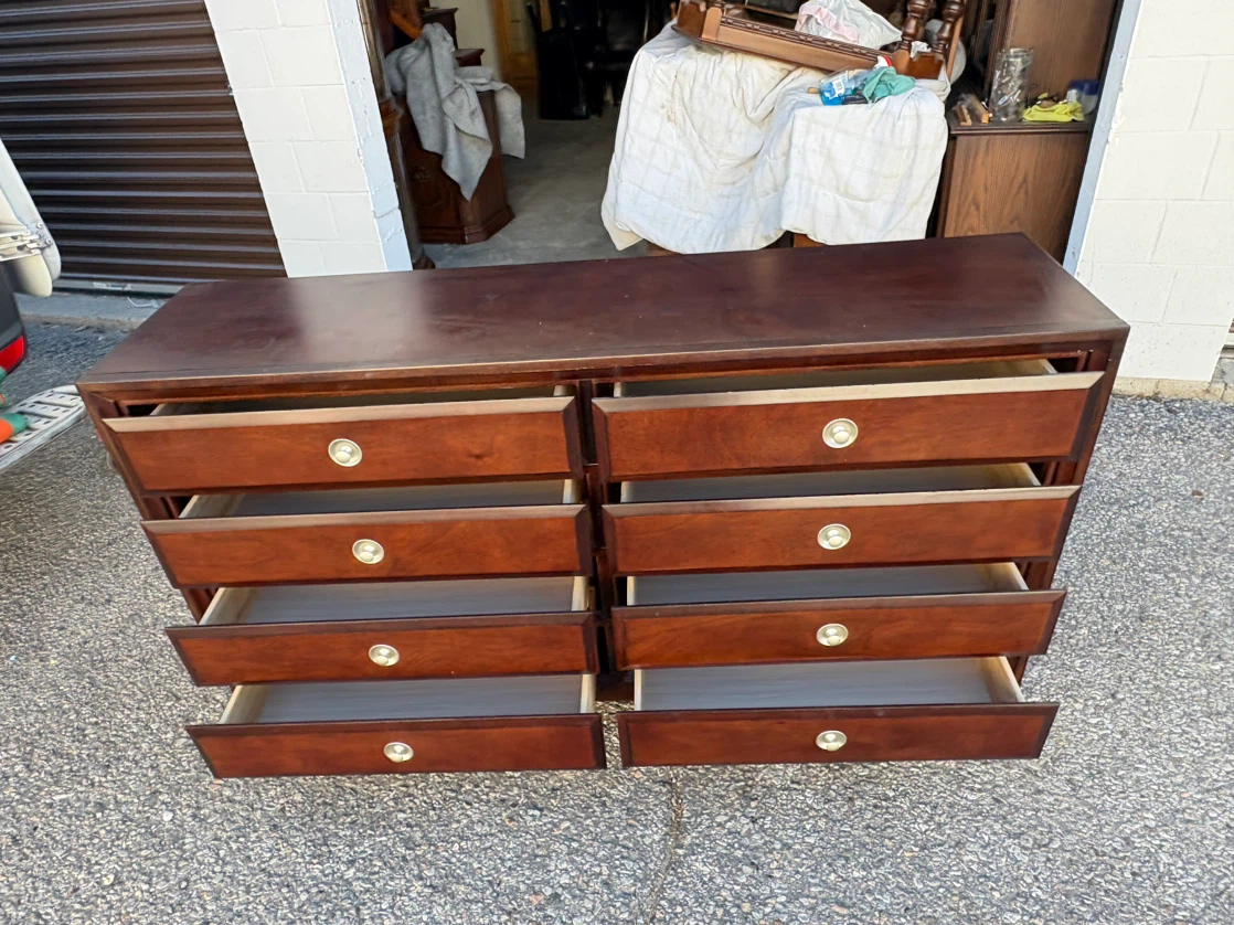 Free delivery used Dark Wood 8-Drawer Dresser - photo 2