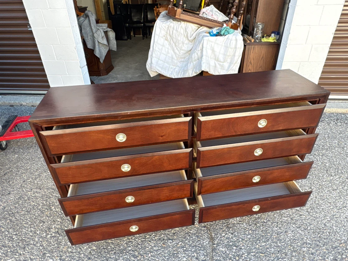 Free delivery used Dark Wood 8-Drawer Dresser - photo 4