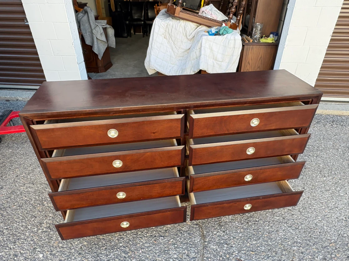 Free delivery used Dark Wood 8-Drawer Dresser - photo 5