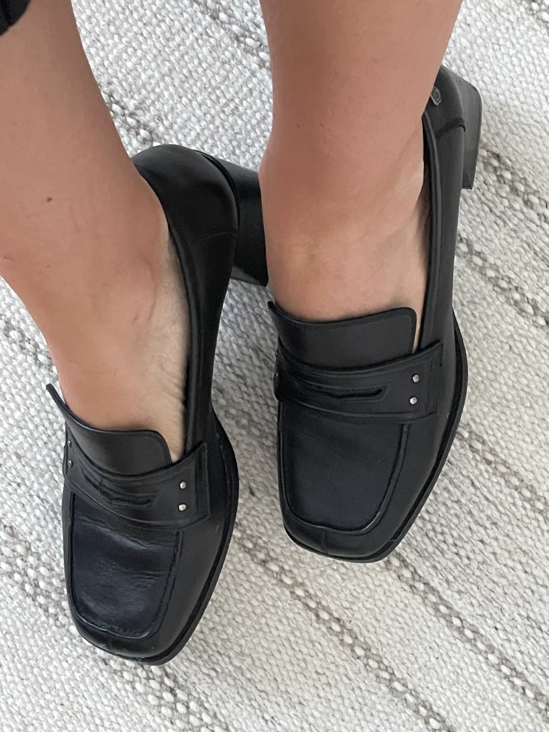 Carmela Leather Black Block Heel Loafers - photo 2