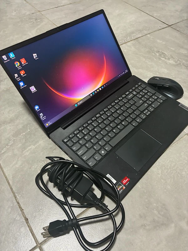 Lenovo Laptop with Mouse and Power Adapter