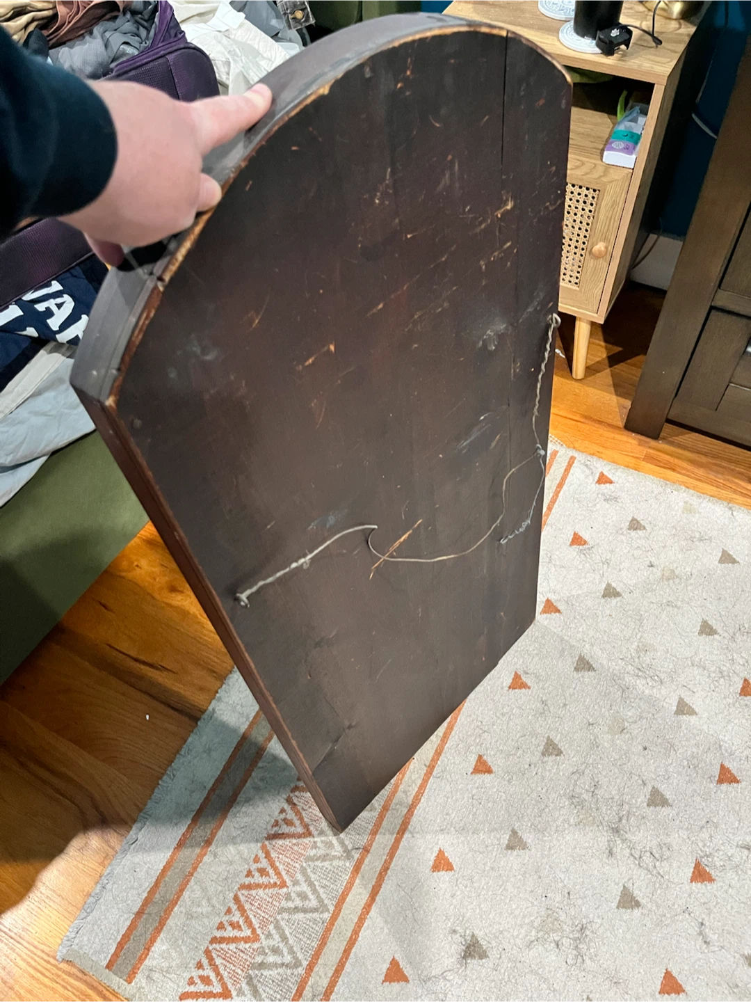 Tall Arched Wood Wall Mirror - photo 2