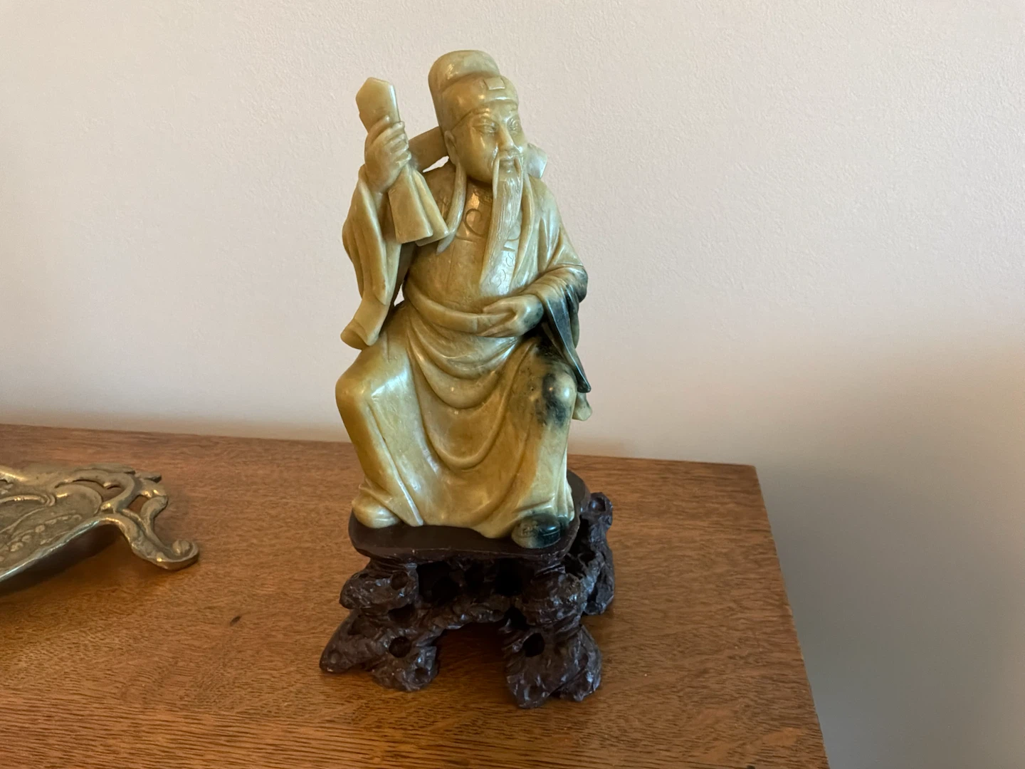 Ant/Vtg Hand Carved Soapstone Scholar/Wiseman Sculpture 🐞
