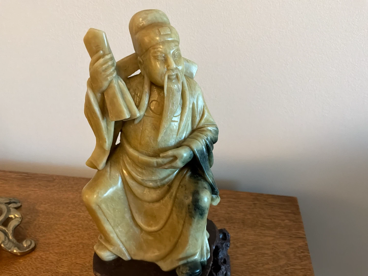 Ant/Vtg Hand Carved Soapstone Scholar/Wiseman Sculpture 🐞 - photo 2