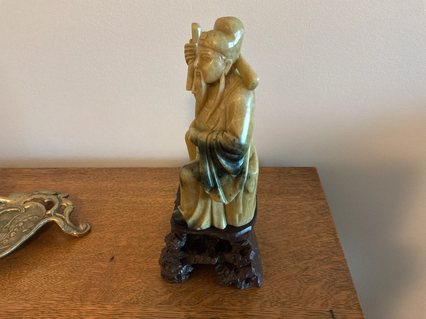 Ant/Vtg Hand Carved Soapstone Scholar/Wiseman Sculpture 🐞 - photo 4